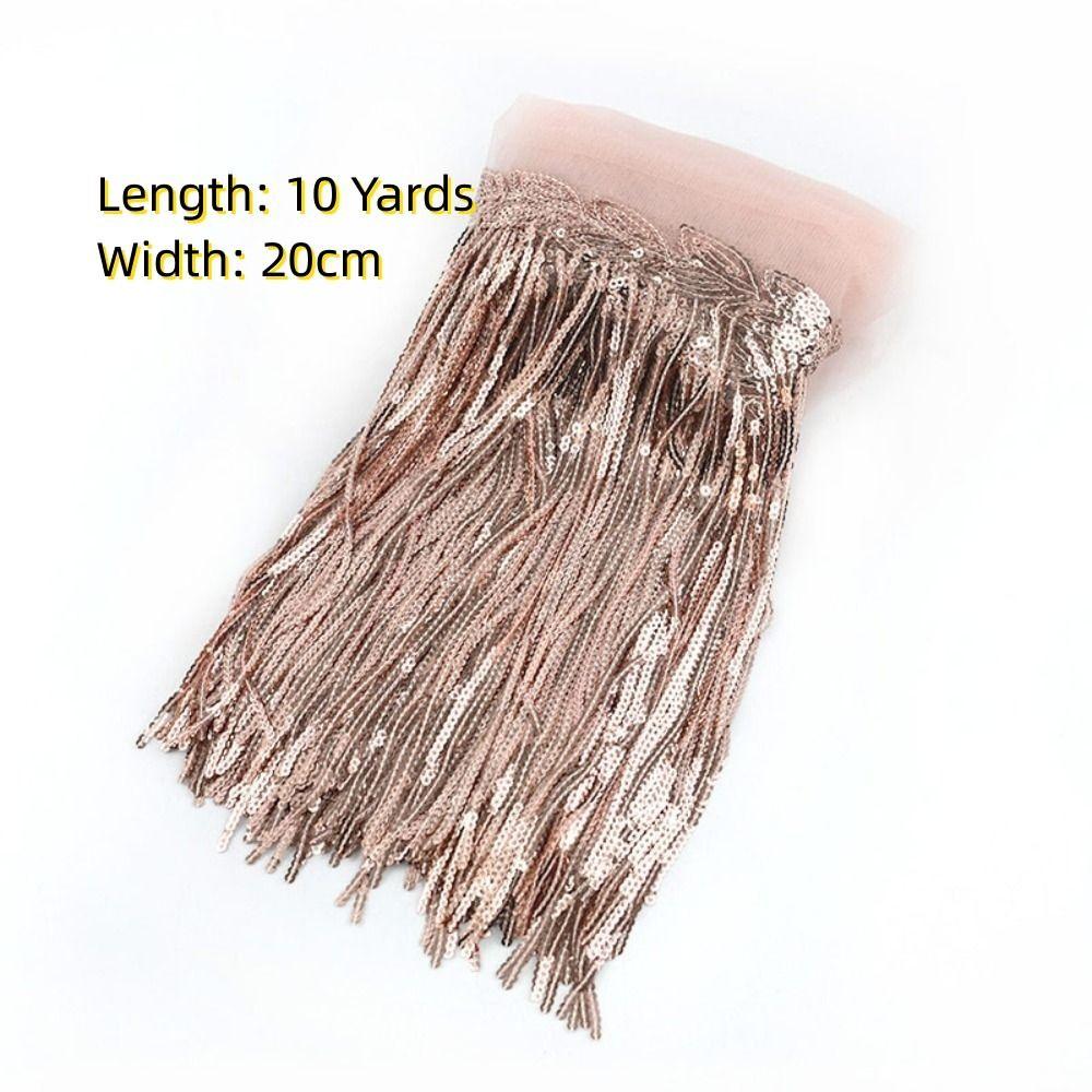 10Yards Dance Trim Clothing Sequin Tassel Lace Decoration Material DIY Handmade 20cm