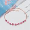 Purple Gold Round Ruby Bracelet Simple Sweet Rose Gold Plated Red Stone Bracelet Jewelry Women