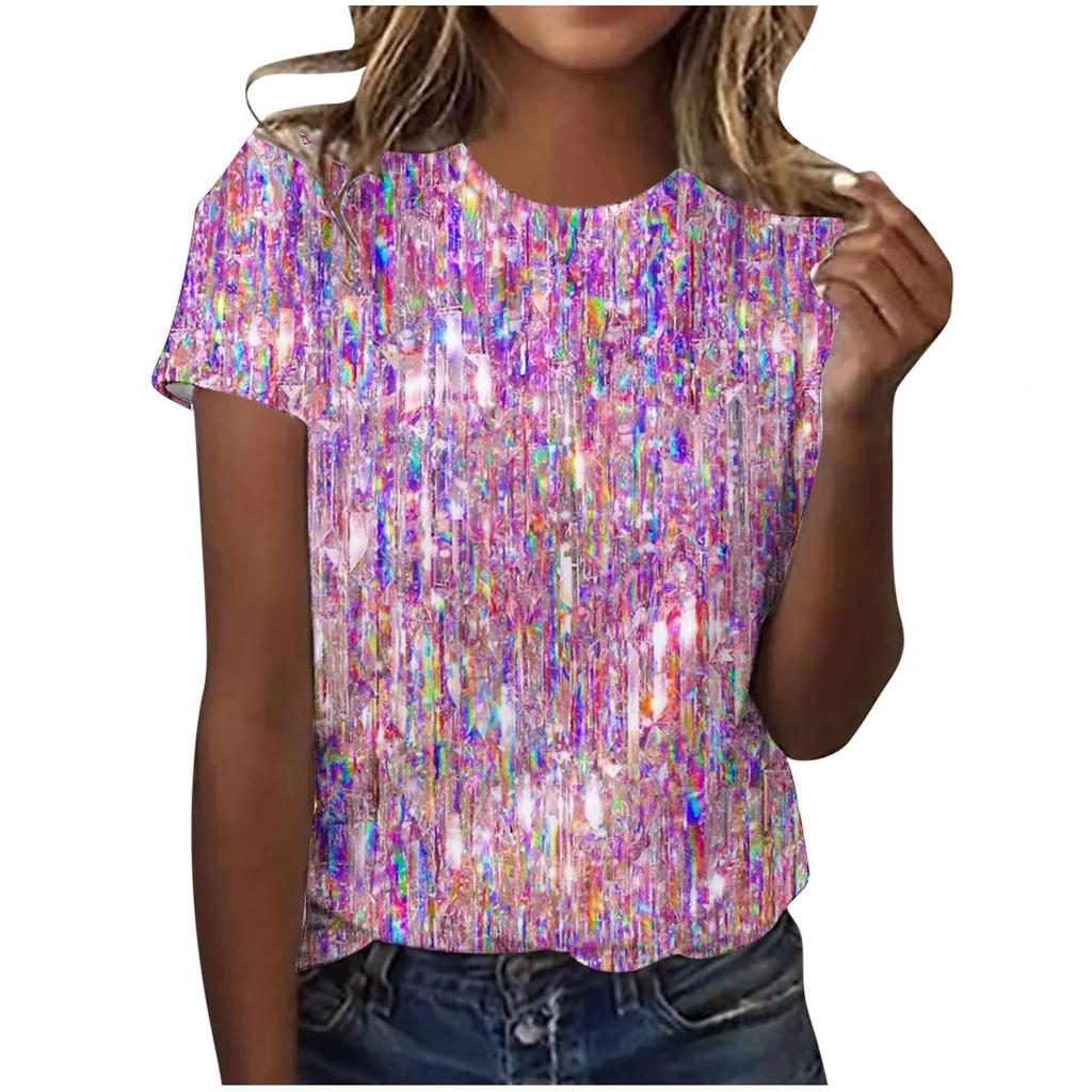 Sommer Rundhals 3D-Druck Top Modische Lässige Einfache Kurzarm Damen T-Shirts