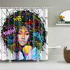 Cortinas de ducha de baño con diseño artístico de Graffiti para mujer, chica negra Afro americana, poliéster impermeable con ganchos