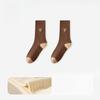 Female Autumn Lovely Embroidery Sweat Absorbing Deodorizing Antibacterial Movement Boneless in The Tube Pile Socks