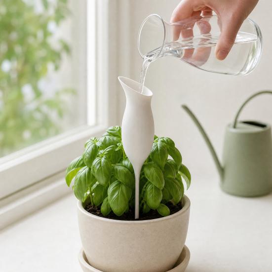 Wine Glass Self Watering Planter, 3D Printed Matte Black PLA Automatic Watering Dispenser, Universal Fit for Pots, Easy Plant Care for Travel Lazy