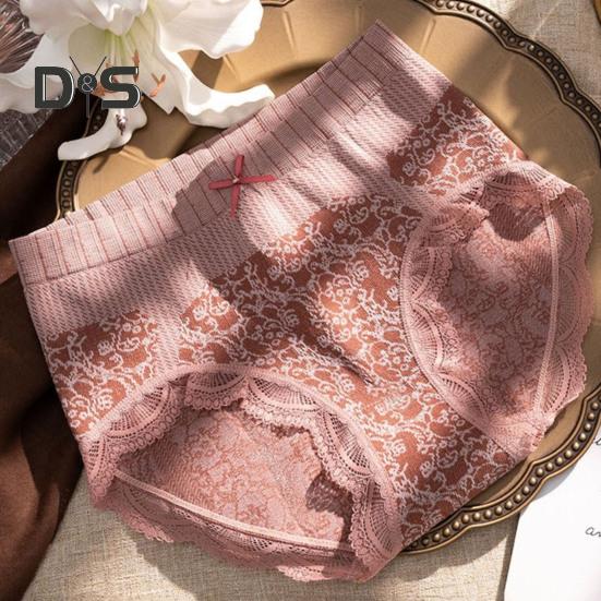 Damen-Höschen aus Spitze, hohe Taille, Blumendruck, Bauchkontrolle, postpartale Schleifendekor, weich, antiseptisch, dehnbar, atmungsaktiv, nahtlos