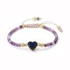 Purple Amethyst Blue Heart Druzy Bracelet – Gold Bead Macramé Jewelry, Love Healing Gift for Women
