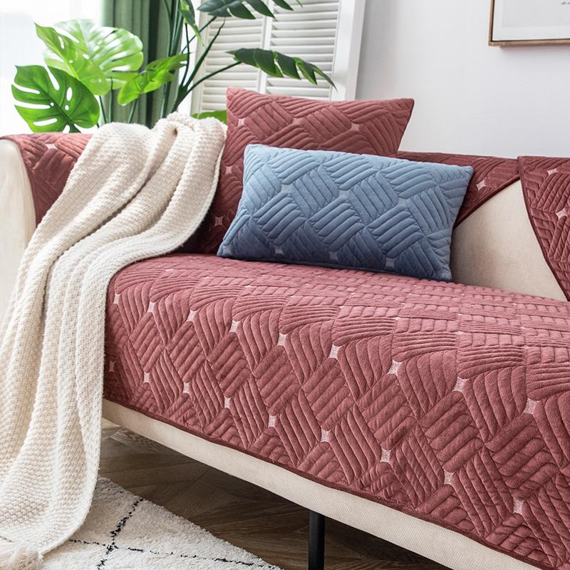 

Скандинавский однотонный толстый плюшевый чехол для дивана, высокое качество, нескользящая подушка для дивана, полотенце, чехол для дивана, домашний декор для гостиной 1pc 45x45 pillowcase