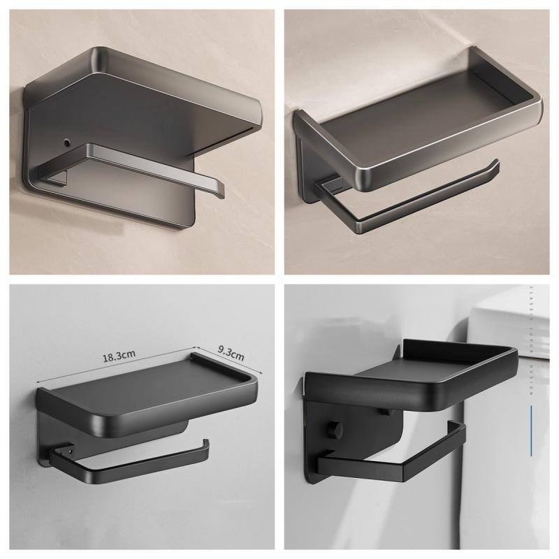 Suport pentru hârtie igienică din aliaj de aluminiu, montare pe perete, organizator de depozitare pentru WC, rolă de hârtie, suport pentru raft, accesorii pentru baie