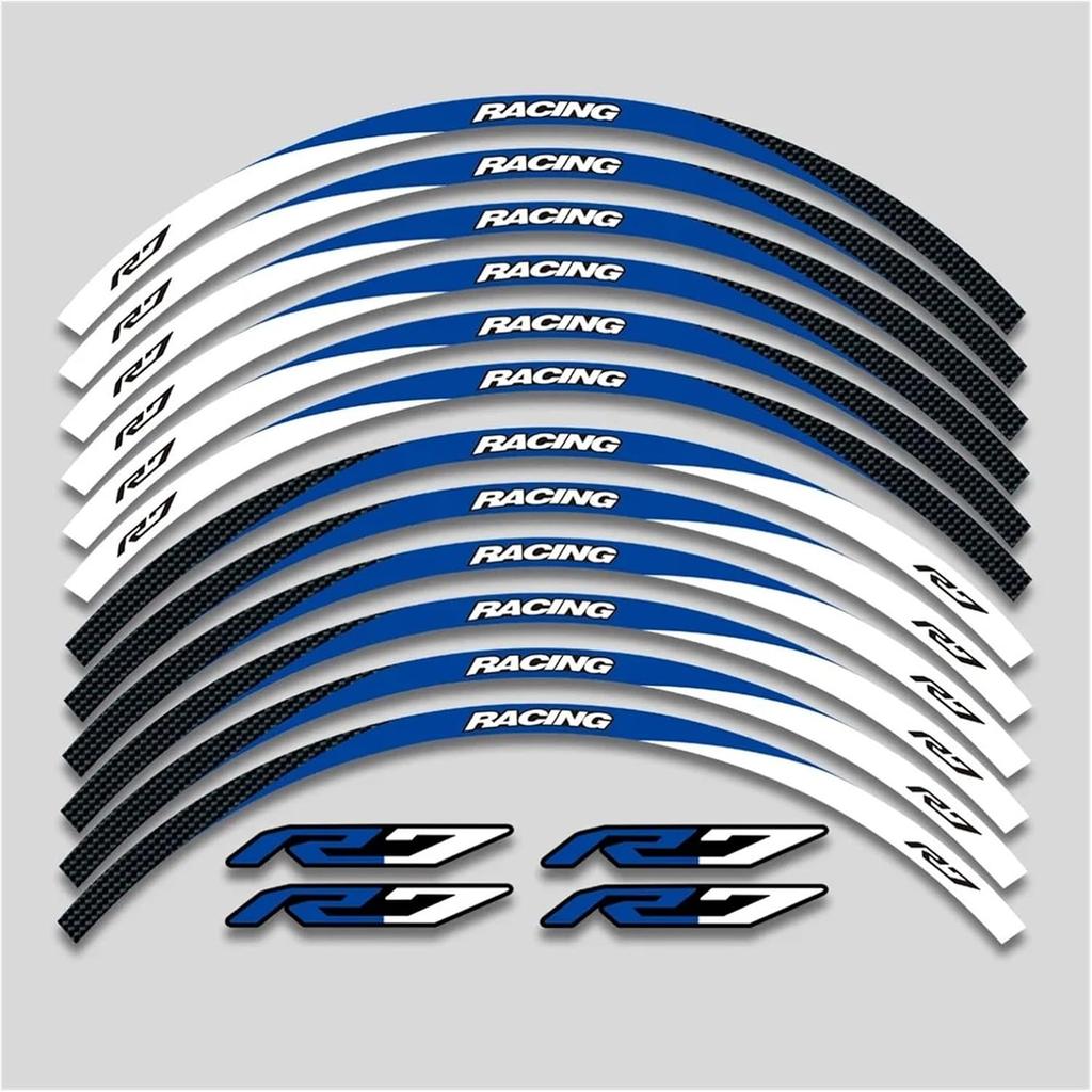 For Y&amaha for YZFR7 YZF R7 2022 2023 Motorcycle Sticker Wheel Reflective Stripe Rim Tire Waterproof Decorative Decals Set Rim Tape Decal(1 Style A