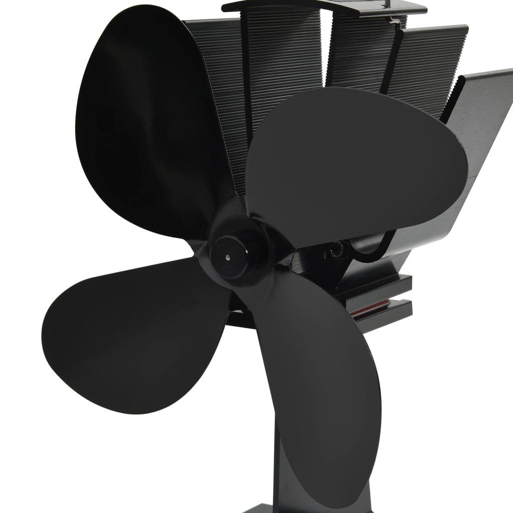 Heat Operated Stove Fan 4 Blades Black