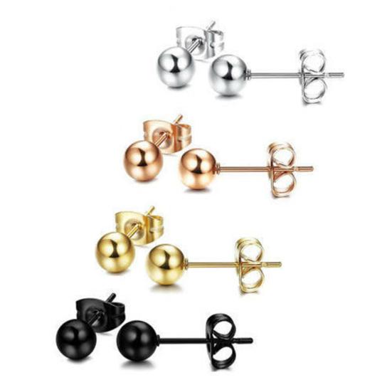 Fashion Unisex Silver Plated Ball Ear Stud Earrings Piercing Party Jewelry Gift