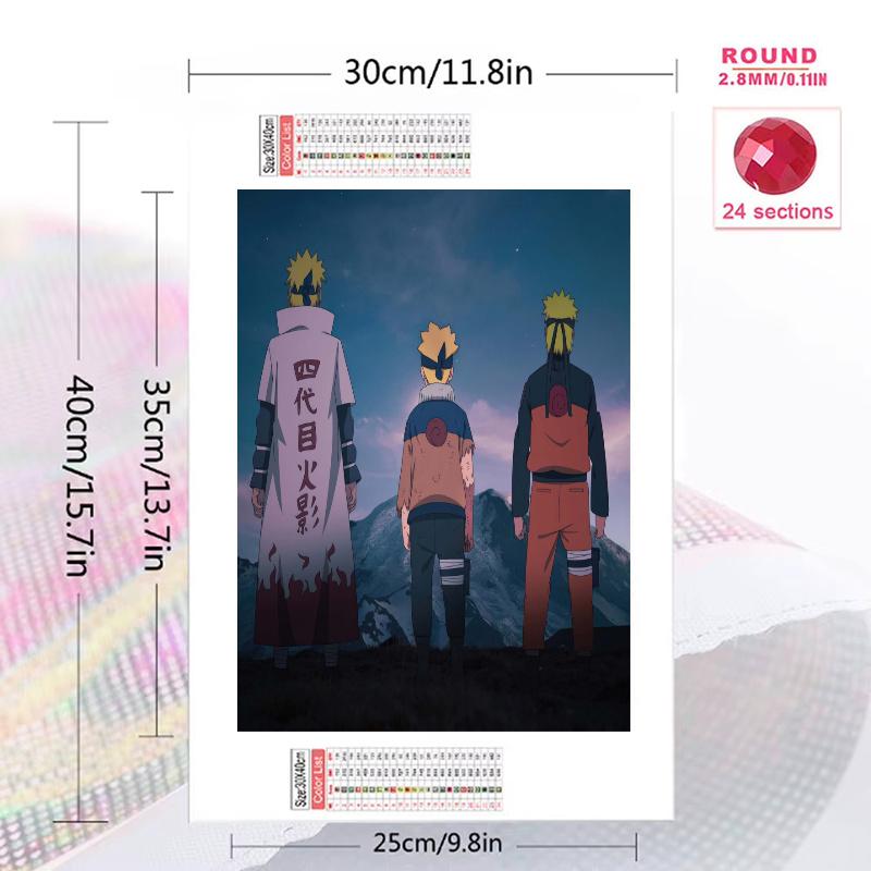 Naruto anime Pattern 3pcs 100% Round Full Drill 5D DIY Diamond Painting Embroidery Cross Stitch Rhinestone Décor