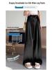 Women's Summer Acetate Satin Wide-Leg High-Waisted Pants with Tie-Up and Drape Design