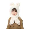 Children Hat with Bear Ear Decoration Solid Color Thickened Plush Warm Hat Scarf Set Kids Cold Weather Hat