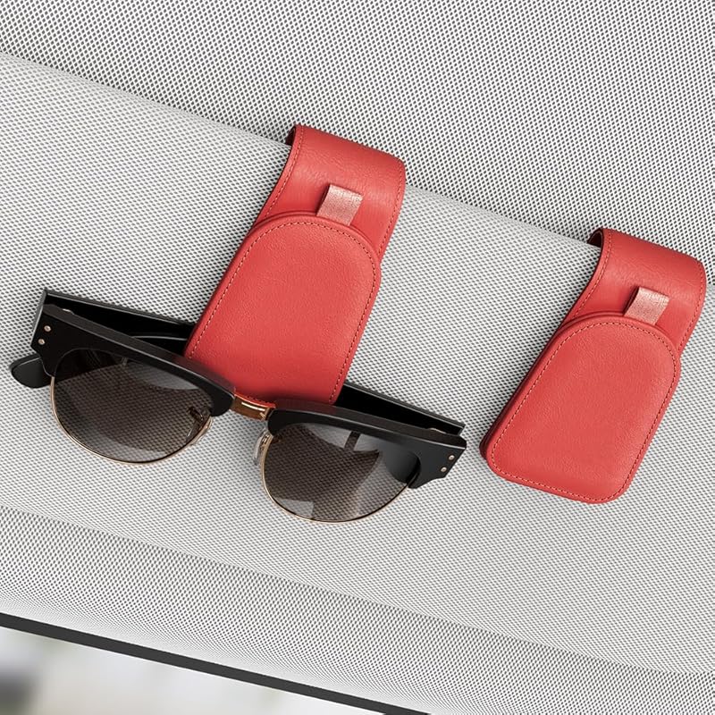 Sotfamily Sunglass Holder for Car Visor, Suede Cloth Magnetic Sunglass Organizer for Car Accessories, 2 Packs, Black