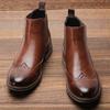 Fashion Brogue Chelsea Men Boots Classical American Style Leather Boots