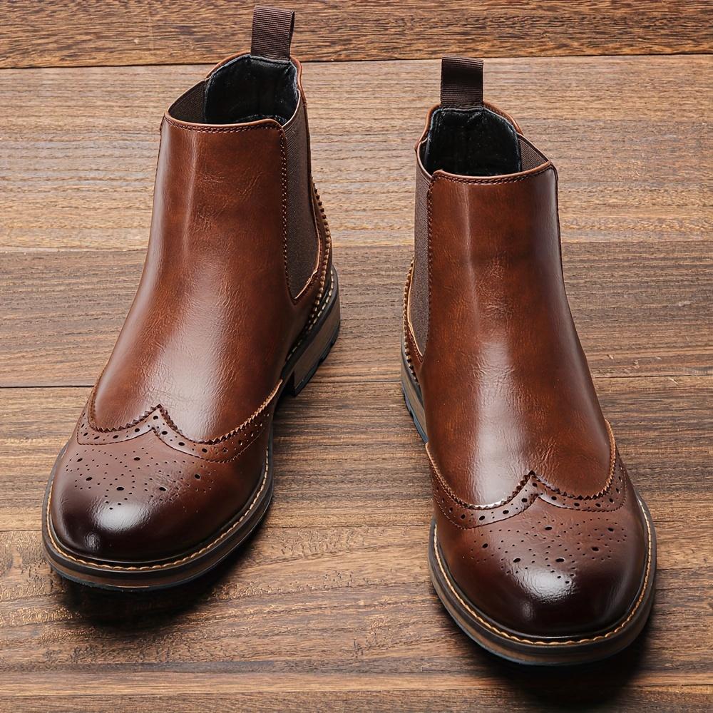 Fashion Brogue Chelsea Men Boots Classical American Style Leather Boots