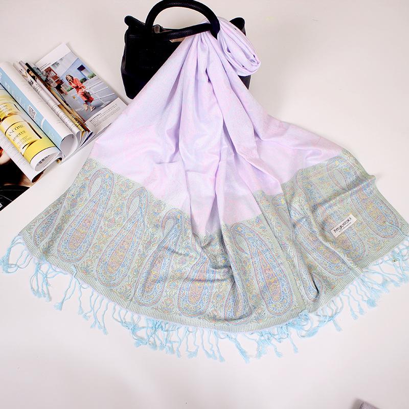 Ethnic Style Cashew Scarf Air Conditioner Large Shawl Scarf Dual-Purpose Jacquard Fringed Spring And Summer Long Cotton Scarf Women