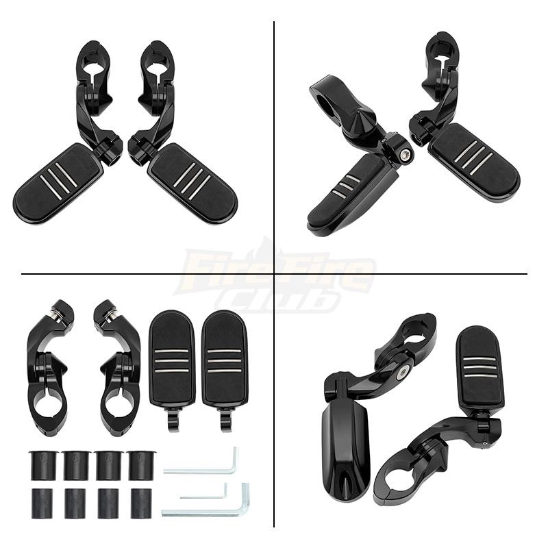Motorcycle 1.25" Engine Guard Foot Pegs Footboards Adjustable Highway Footrest For Harley Touring Honda Kawasaki Suzuki Yamaha