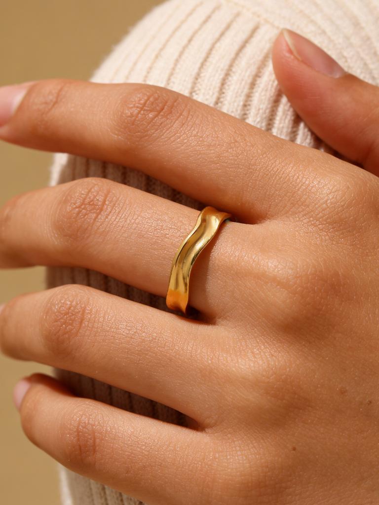 Stainless Steel Minimalist Texture Open Rings For Women Gold Wedding Aesthetic Ring Trendy Korean Accessories anillo