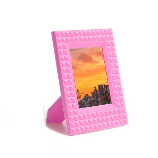 3 Inch Photo Frame Free-standing Anti-crack Solid Color Anti-skid Embossed Desktop Decor