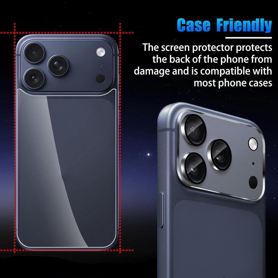 4in1 [2+2 Stück] Rückseiten-Handyschutzfolie aus gehärtetem Glas für iPhone 17 Pro Max /17 / 17 Pro/ 17 Air+ Glas Kameraobjektivfolie HD Rückseitenschutz