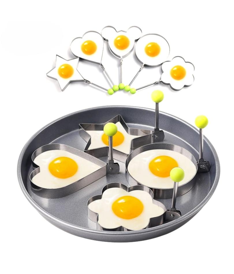 Spiegelei-Form, Edelstahl-Bratform, Pfannkuchenring, Ei-Werkzeug, Stern Liebe Blume Runde Form Ei Küchen-Kochwerkzeug
