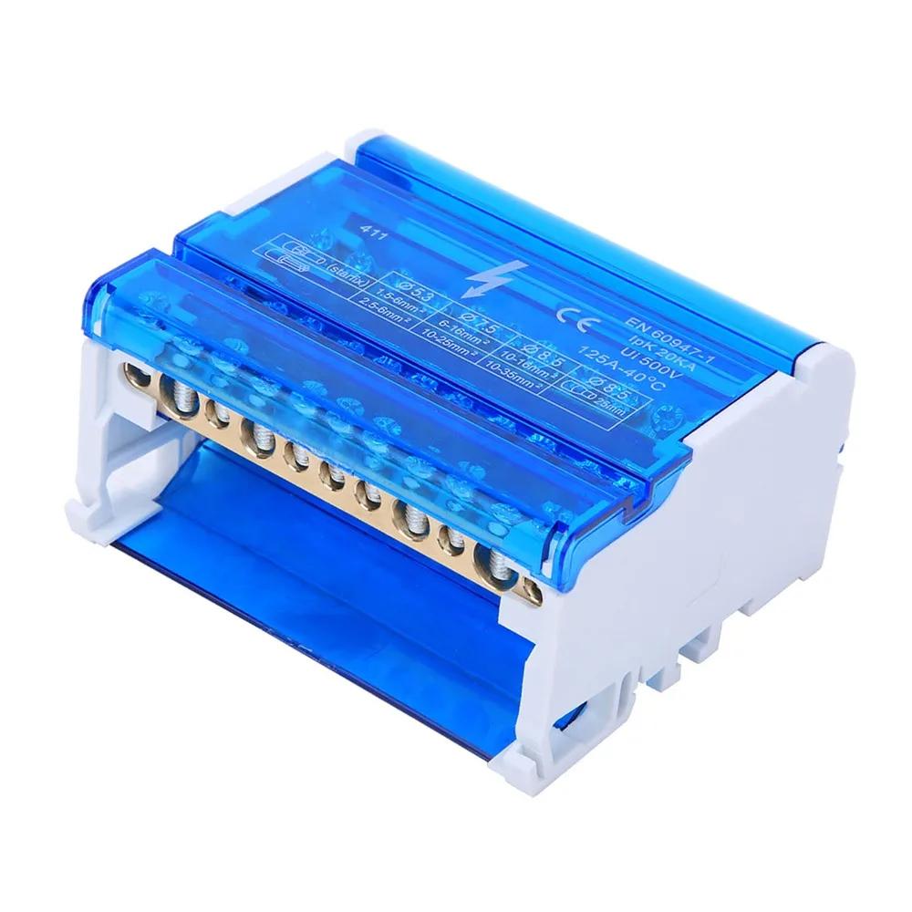 411 Terminal Distribution Box Din Rail Single Phase Din Rail Terminal Block Distribution Box 125A 500V 4-Level