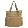 Solid Color Multi Pocket Zip Handbag Nylon Shoulder Storage Bag