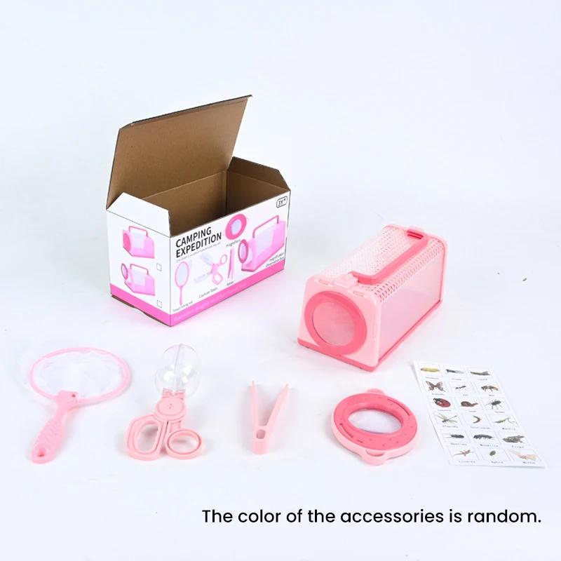 Non-Toxic Children'S Outdoor Tools Insect Observation Box Magnifying Glass Capture Net Capsule Clip Adventure Role-Playing Puzzle Toy