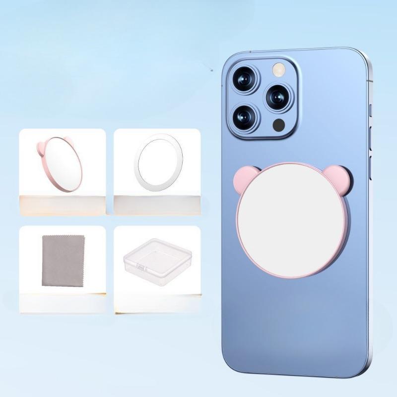 

A Magnetic Self-portrait Mirror for Mobile Phones and A High-definition Travel Mirror At The Back розовый