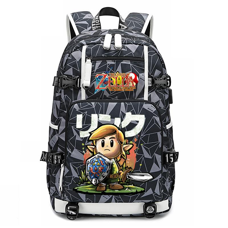 Zelda Zelda Plecak z Nadrukiem Akcesoria Outdoorowy Port USB Duża Pojemność Plecak Podróżny