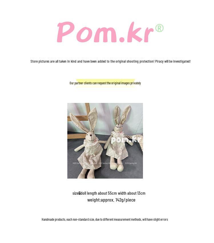 Nordic Cotton Linen Handmade Long-Legged Rabbit Doll - Children's Comfort Toy & Home Decor