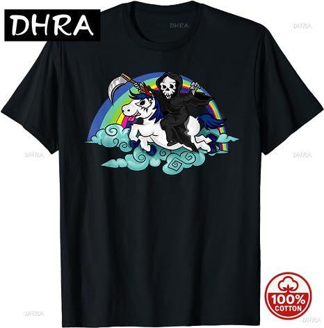 Death Metal Unicorn Unisex Cotton Tshirt Funny Brutal Nutrition Facts Concert Gift Rainbow Grim Reaper Cool Halloween Costume