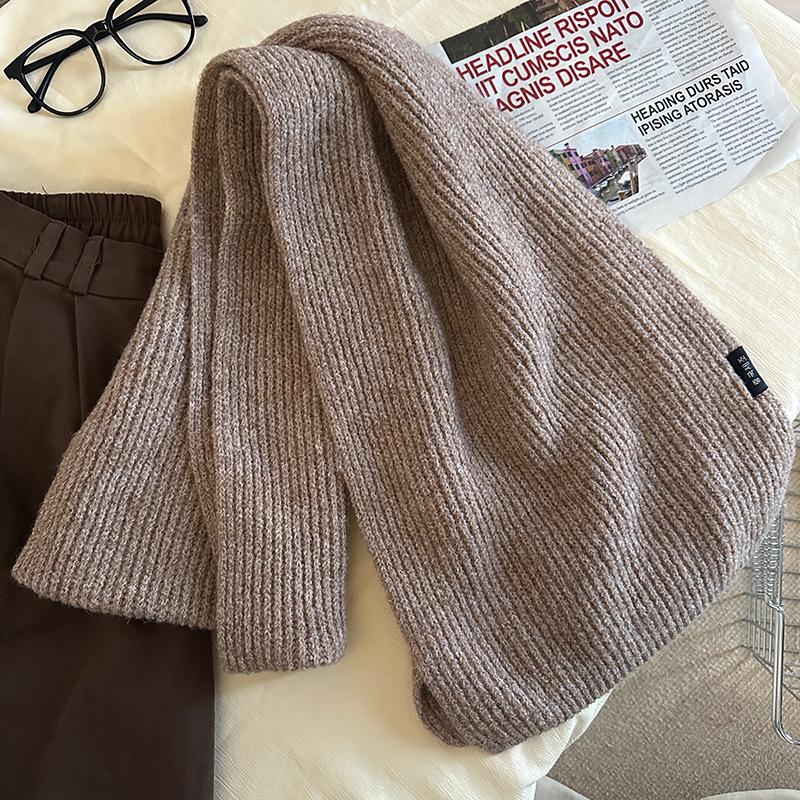Luochi Women s Solid Wool Knit Scarf - Korean Style, Warm  Soft Fluffy Neck Gaiter for Winter.