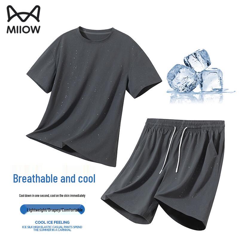 MiiOW Men s Ice Feel Short Sleeve & Shorts Set XL