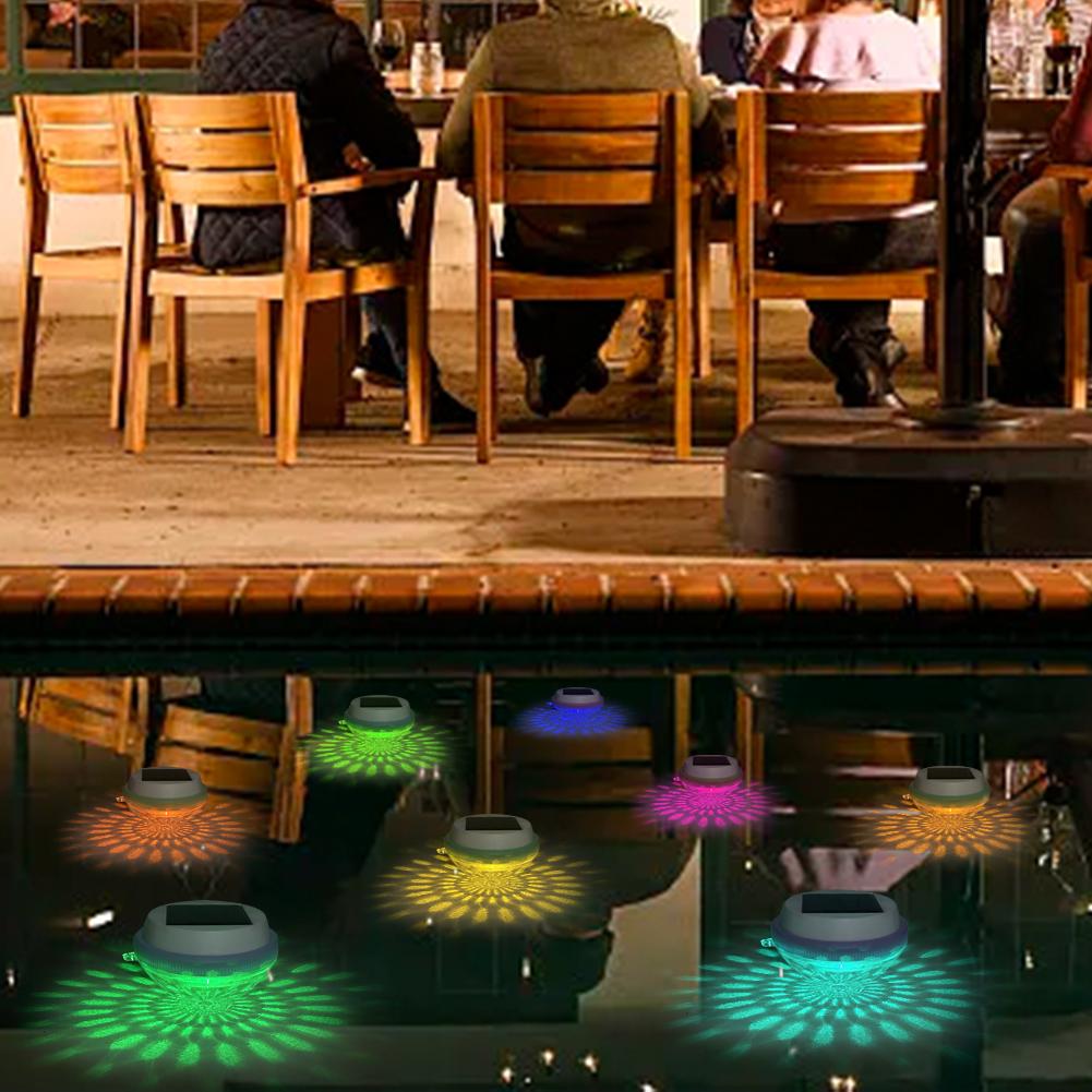 Solar Powered Floating Lights RGB Color Changing Rechargeable Pool Lights That Float for Pools Christmas Decoration Party