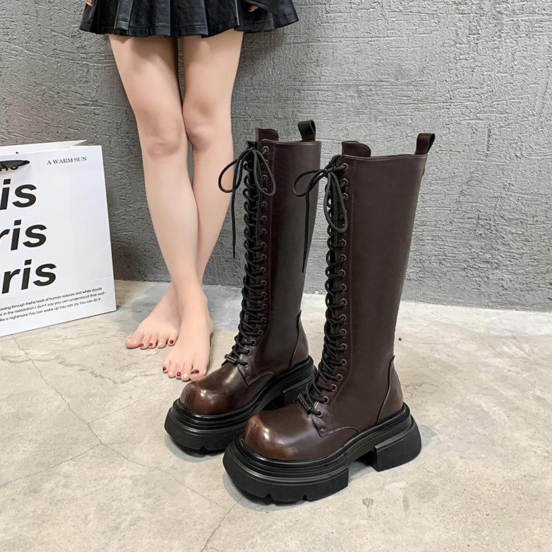 Fashion Platform Winter High Boots For Women Fashion Slip On Long Pipe Boots Female Elegant Thick Bottom Women's Knight Botties