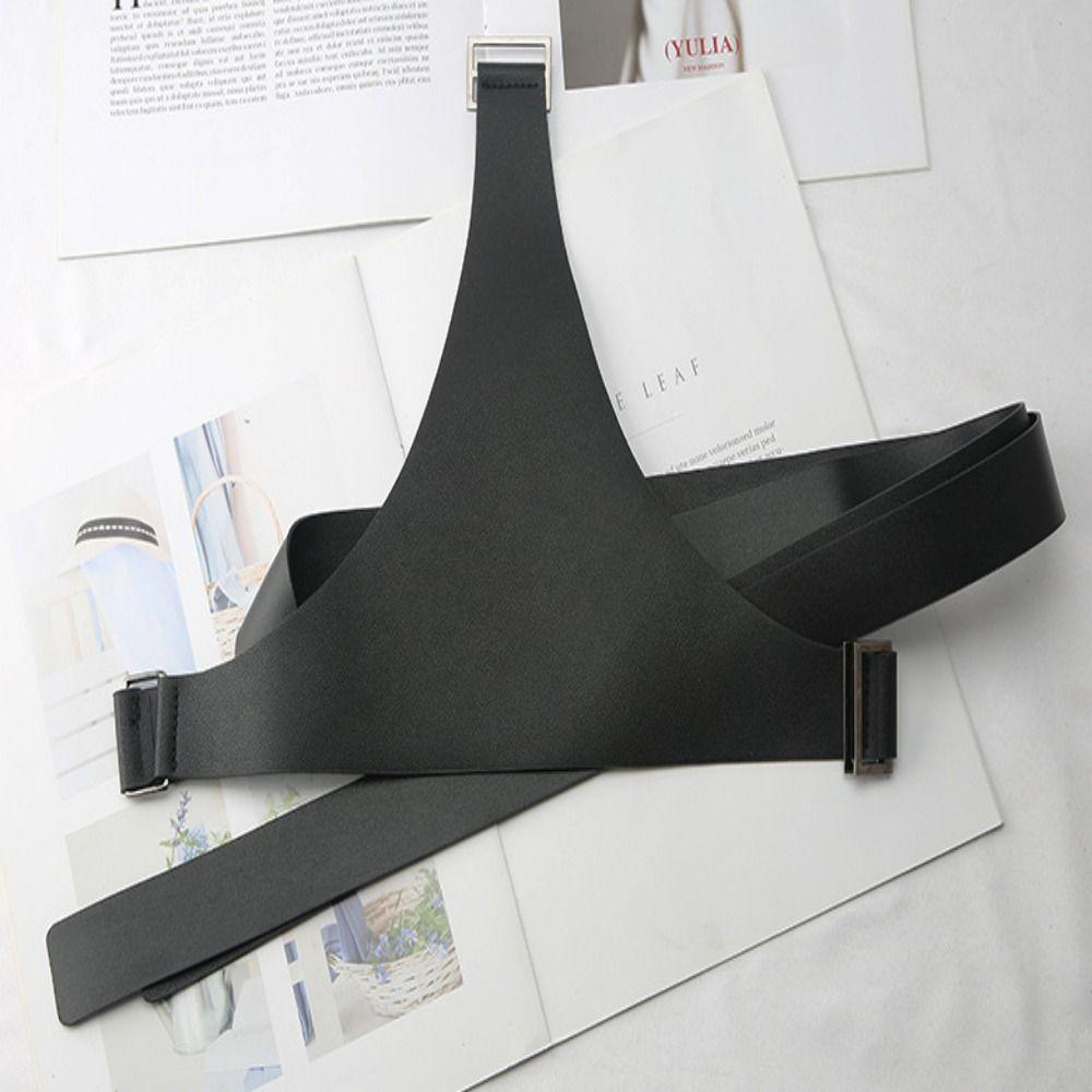 Punk One-shoulder Strap Belt PU Leather Body Suspender Cool Women Waist Harness  Coat Matching
