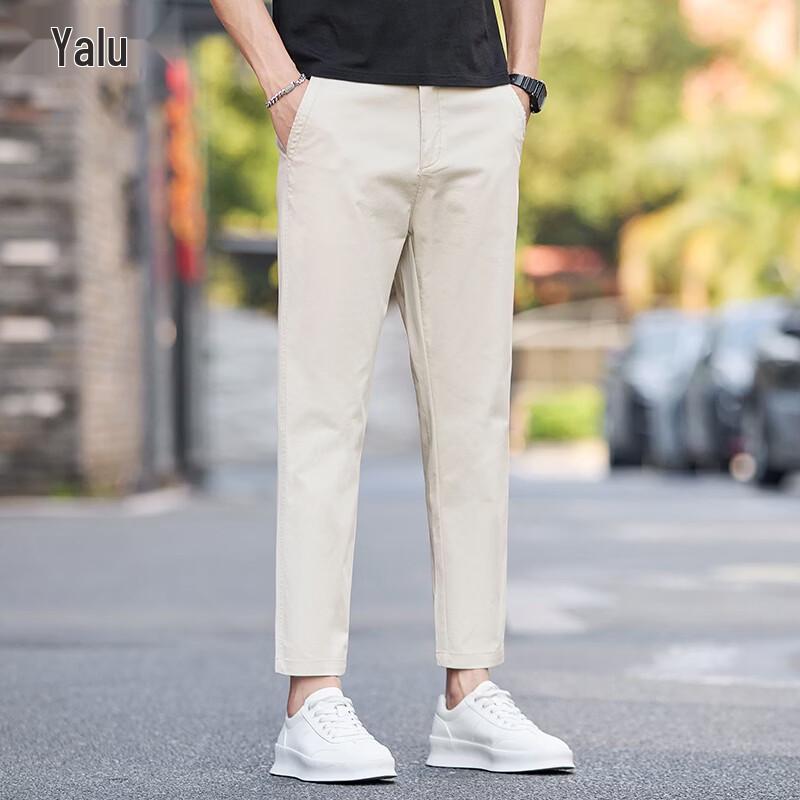 Yalu Men s Loose Fit Ice Silk Cropped Casual Pants 34