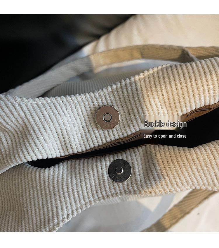 2025 Women's Retro Corduroy Tote: Large-Capacity, Single-Shoulder, Versatile Commuter Bag