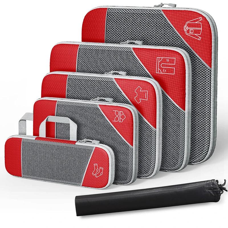 6Pcs/Set Travel Portable Clothes Storage Bags Lightweight Suitcase Bag Compressed Packing Cubes Luggage Bags Organizer Bags