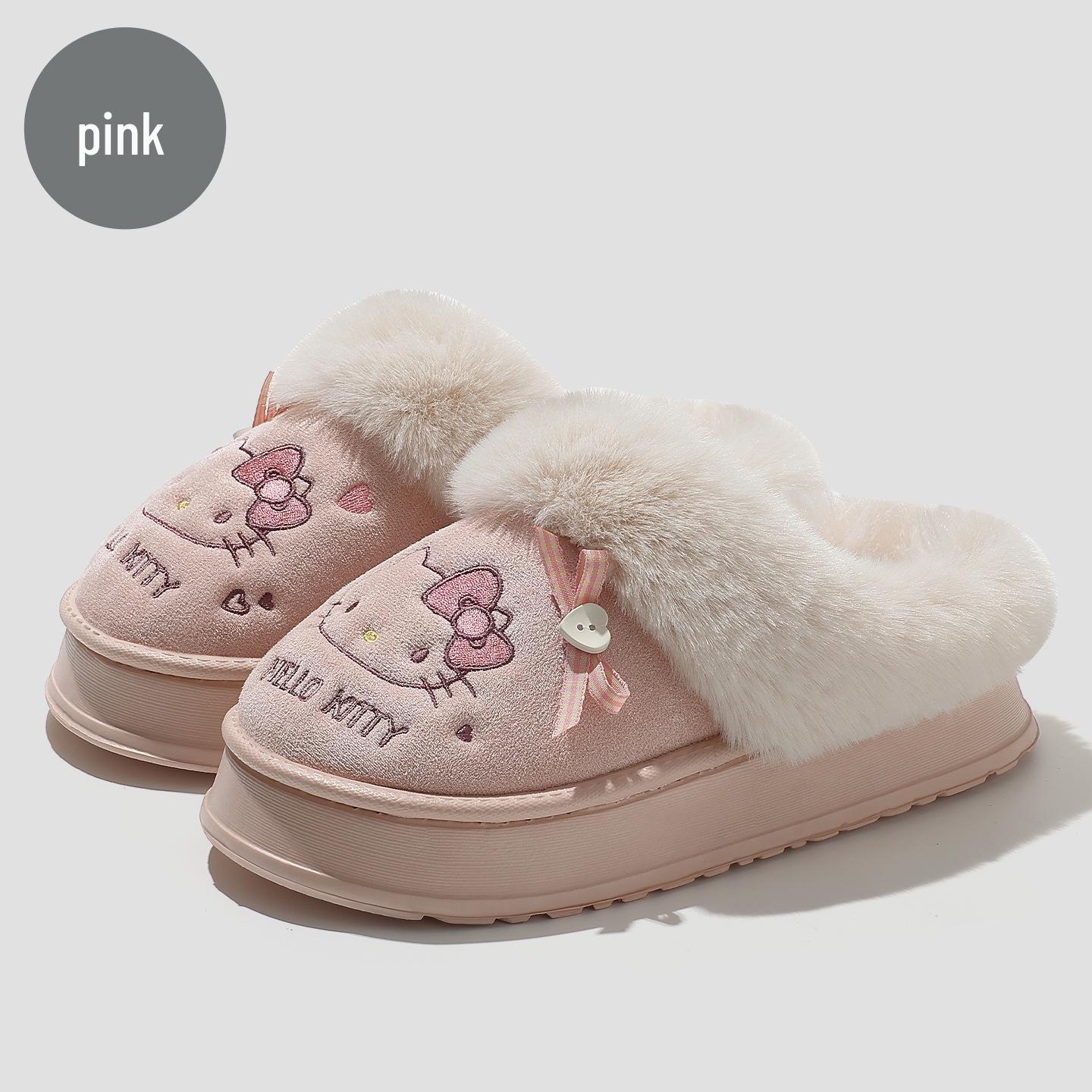 

Жіночі зимові плюшеві нековзкі домашні бавовняні капці - Пухнастий мультяшний дизайн для пар 38-39 (23.5cm)