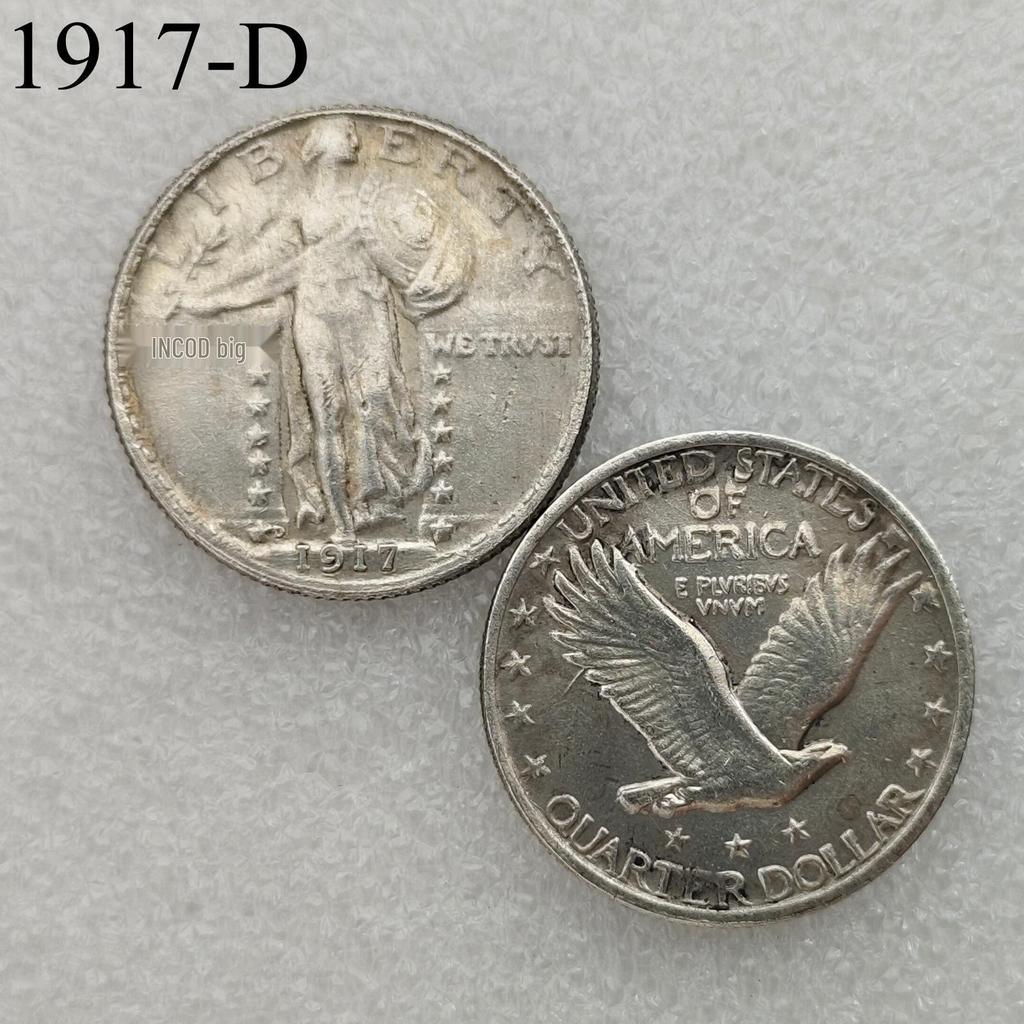 Antique American Liberty 25 Cents Coin, 1916-1930, Optional Brass or Silver Plated