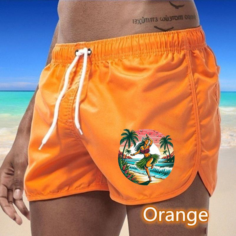 

87 Summer Men s Quick-Drying Swim Trunks Printing Sports Pants Swimwear Beach Shorts Jogging Shorts S оранжевый