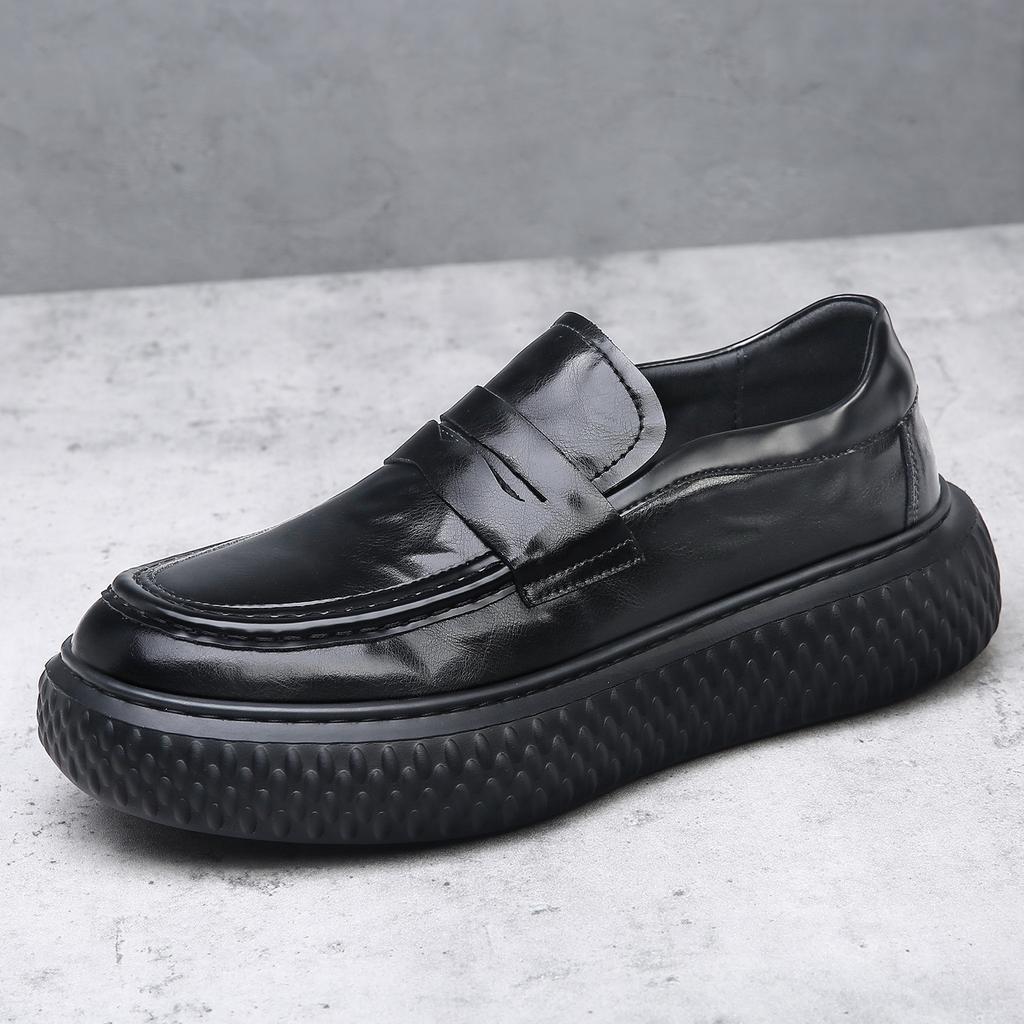 Spring Autumn New Designer Business Casual Shoes for Men Fashion Casual Cow Leather Shoe Male British Style Platform Loafers Man