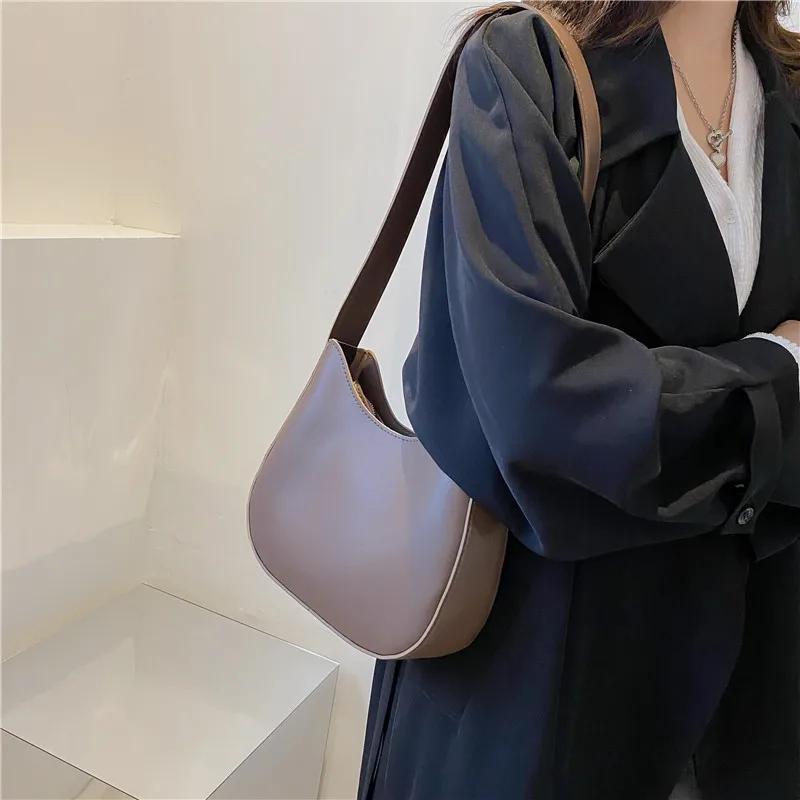 Casual High-end Women's Bag Armpit Bag Summer Simple and Trendy with Lock Texture Large Capacity Shoulder Bag Versatile