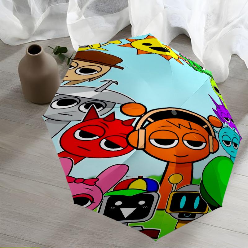 Sprunki Theme Automatic Umbrella, Lightweight & Portable, 8 Rib, Perfect for Outdoor Travel, Birthdays, Christmas, Gifts.