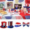 US Liberty July 4th Costume Fun Top Hat for Men Women Unisex Stovepipe Hat with Sequins Adults