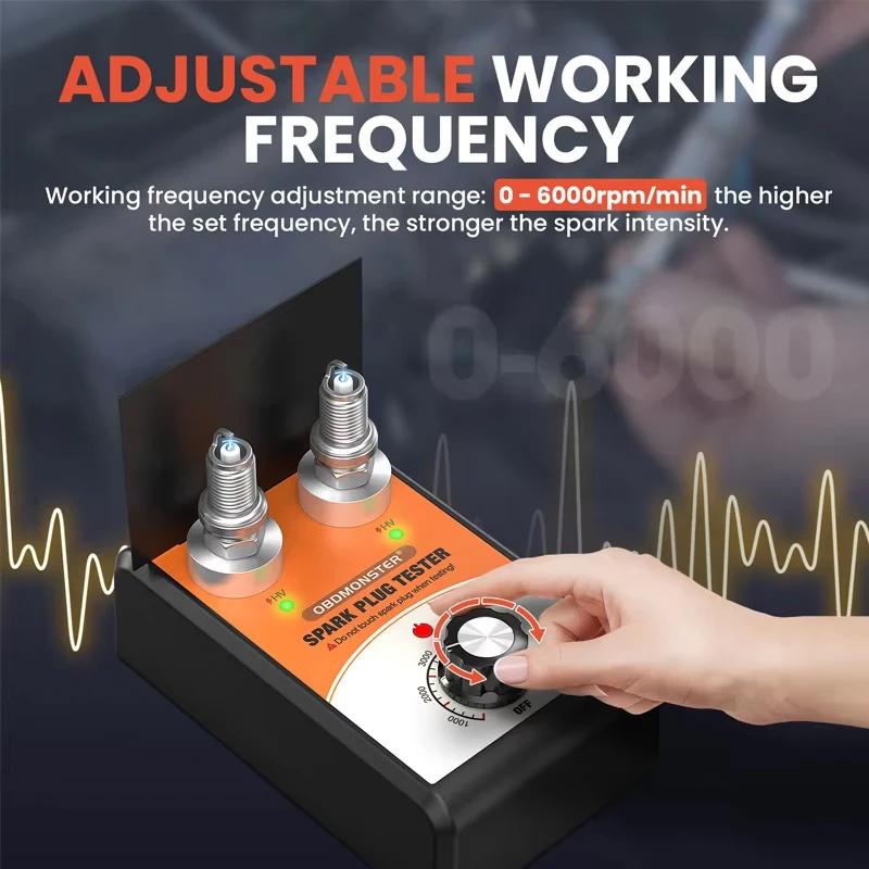 Car Spark Plug Tester Double Hole Spark Plug Analyzer Diagnostic Tool 0-6000rpm 12V Auto Engine Ignition System Tester