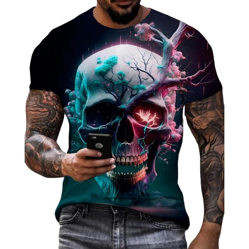 Vintage Ethnic Style Pattern Printed Men's T-Shirt Outdoor Casual Round Neck Short-Sleeved Tops Street Male Oversized Clothing