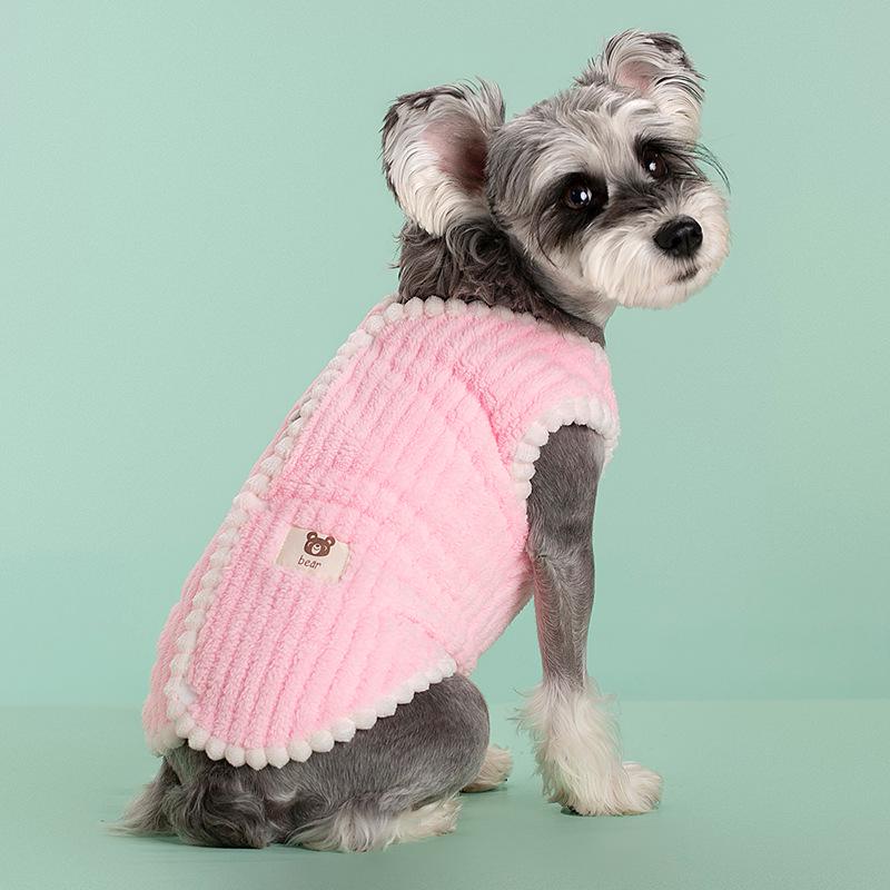 Popular Warm Checkered Fleece Dog Sweater - Comfortable, Thickened, Close-Fitting Vest for Spring, Autumn, and Winter.